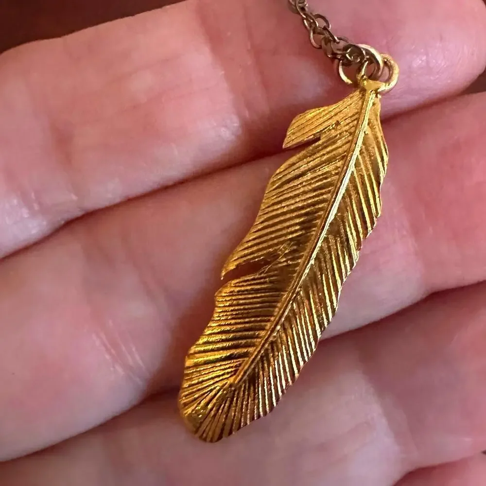 Gold Filled Feather Necklace v2014kgf  Minimalist Western Jewelry Cowgirl